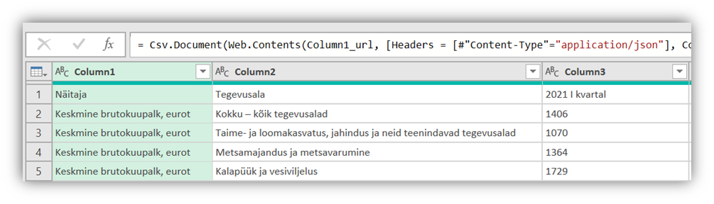 Power Query Statistikaamet